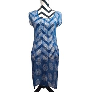 Sarah Stewart 100% Silk Sheer Artsy Printed Tunic Top